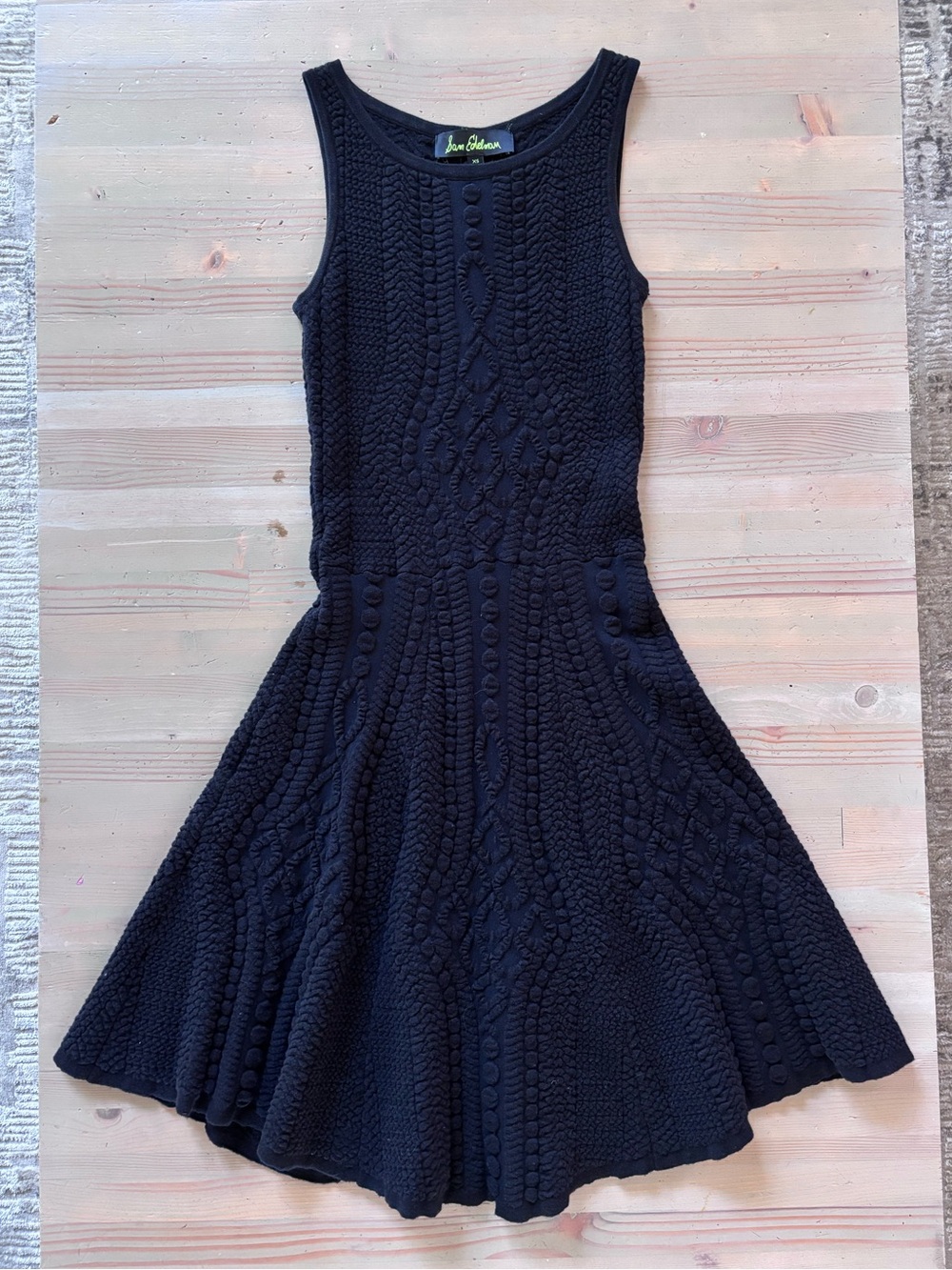Sam Edelman Sleeveless Black Knit Drop Waist Mini Dress